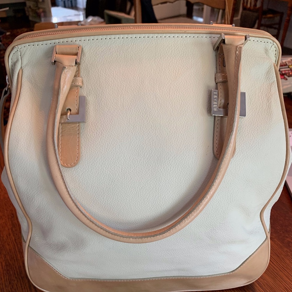 Cream and tan leather Lazaro bag